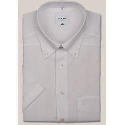Košeľa Olymp Button-Down Regular Fit biela s krátkym rukávom
